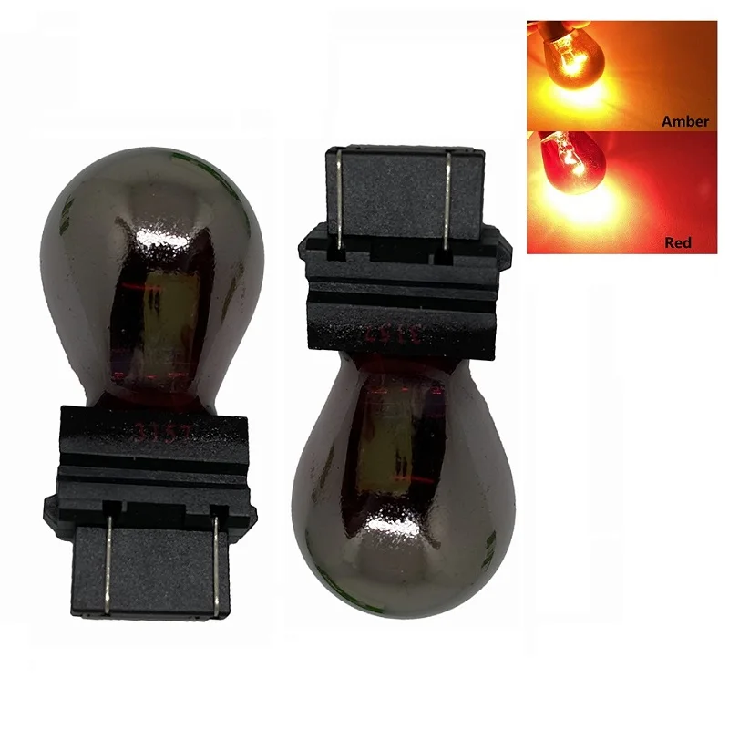 2pcs Silver / Chrome T25 3157 3156 P27/7W P27W Glass Bulbs Car Brake Reverse Light Lamp Turn Signal halogen light Amber red