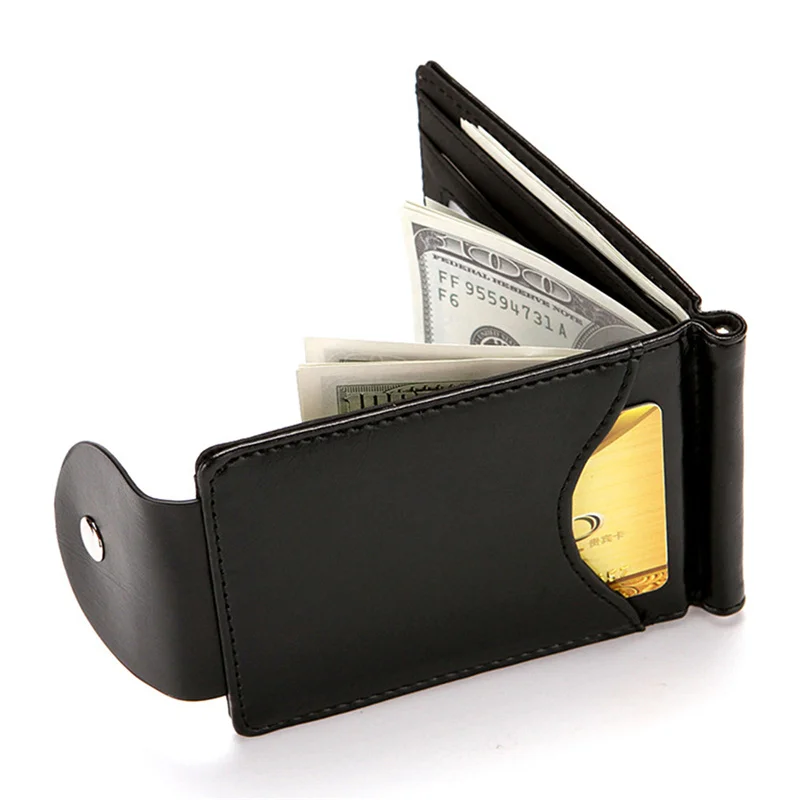 

South Korea Style Money Clip Men Wallet Purse Ultrathin Slim Wallet Mini Hasp Leather Wallet Business ID Credit Card Case