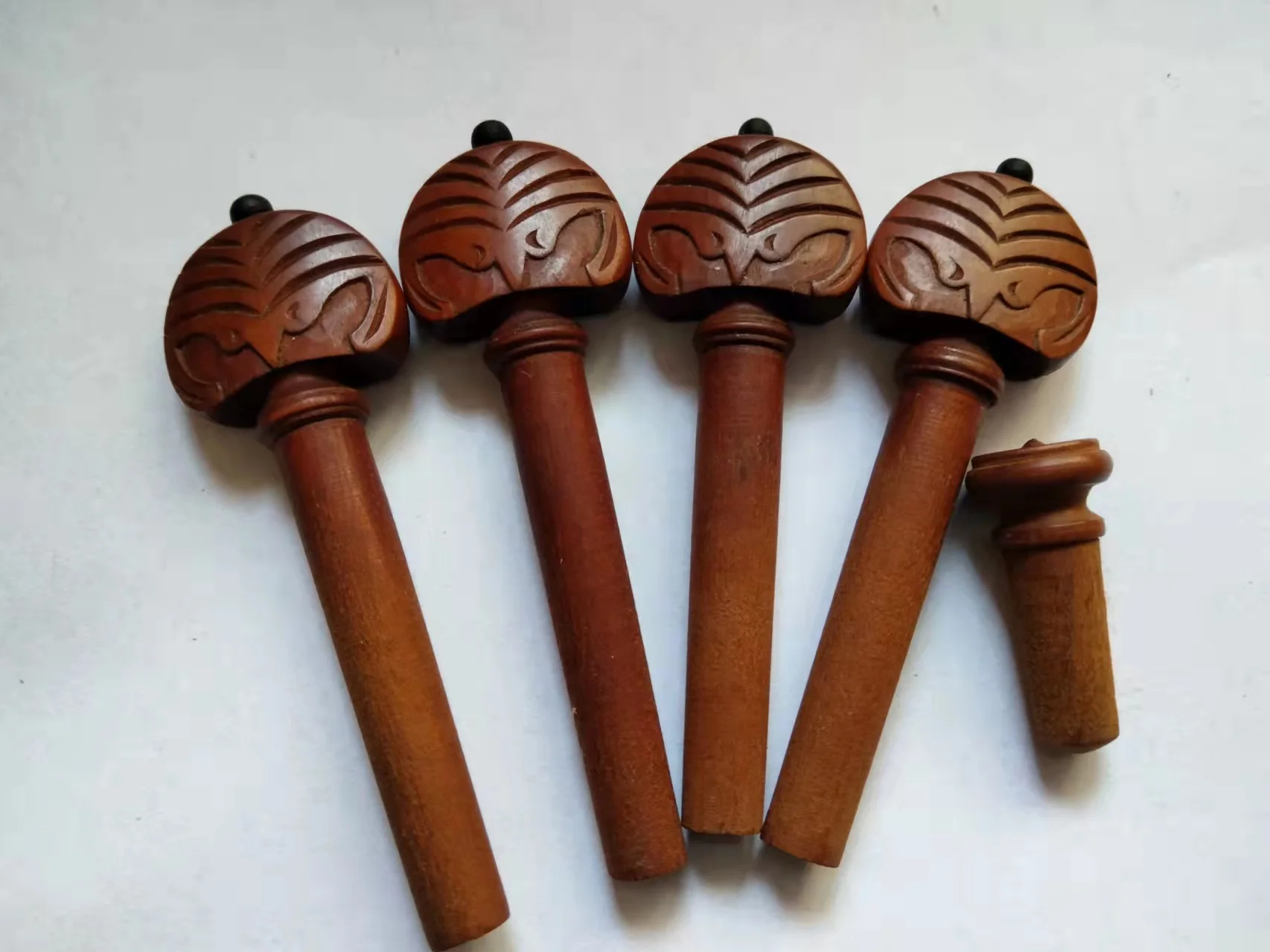 Violin Part Jujube Carved Tail Piece With Pegs Chin Rest All 4/4