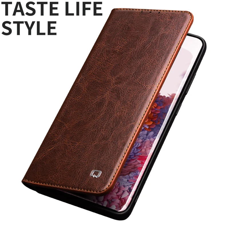 QIALINO Genuine Leather Bag Phone Shockproof Case for Samsung S20 Ultra Fashion Luxury Flip Cover for Samsung S20+ Plus 5G