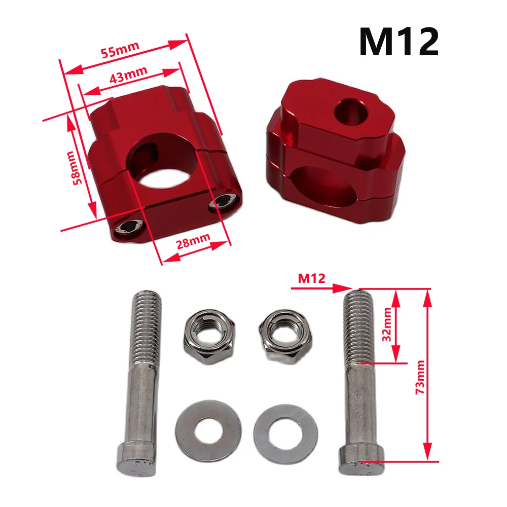 2 Pieces M10 M12 CNC 22mm 28mm Off Road Motorcycle Bar Clamps Handlebar Clamp Risers Adapter For 7/8