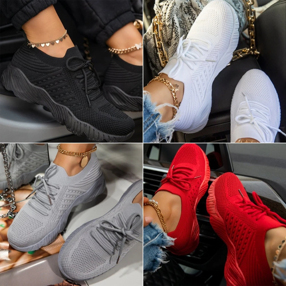 Women's Sneaker Shoes Tennis Female Sport Gym Running Shoes  Lace-up Casual Shoes Mesh Breathable zapatillas mujer for women