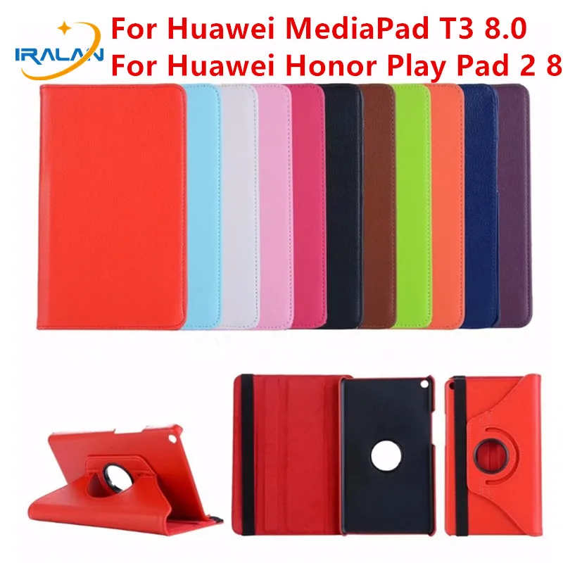 Hot Hot 360 Rotating PU leather Case For Huawei MediaPad T3 8.0 KOB-L09 KOB-W09 Tablet Stand Cover for Honor Play Pad 2 8 case