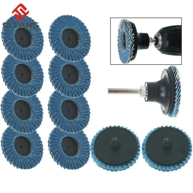 11/21 stücke 50mm Flache Professionelle Fächerscheiben Roll Lock Schleifen Schleif Räder 2 zoll Mit Halter Für Winkel schleifer Schleif Werkzeuge – Detail 8