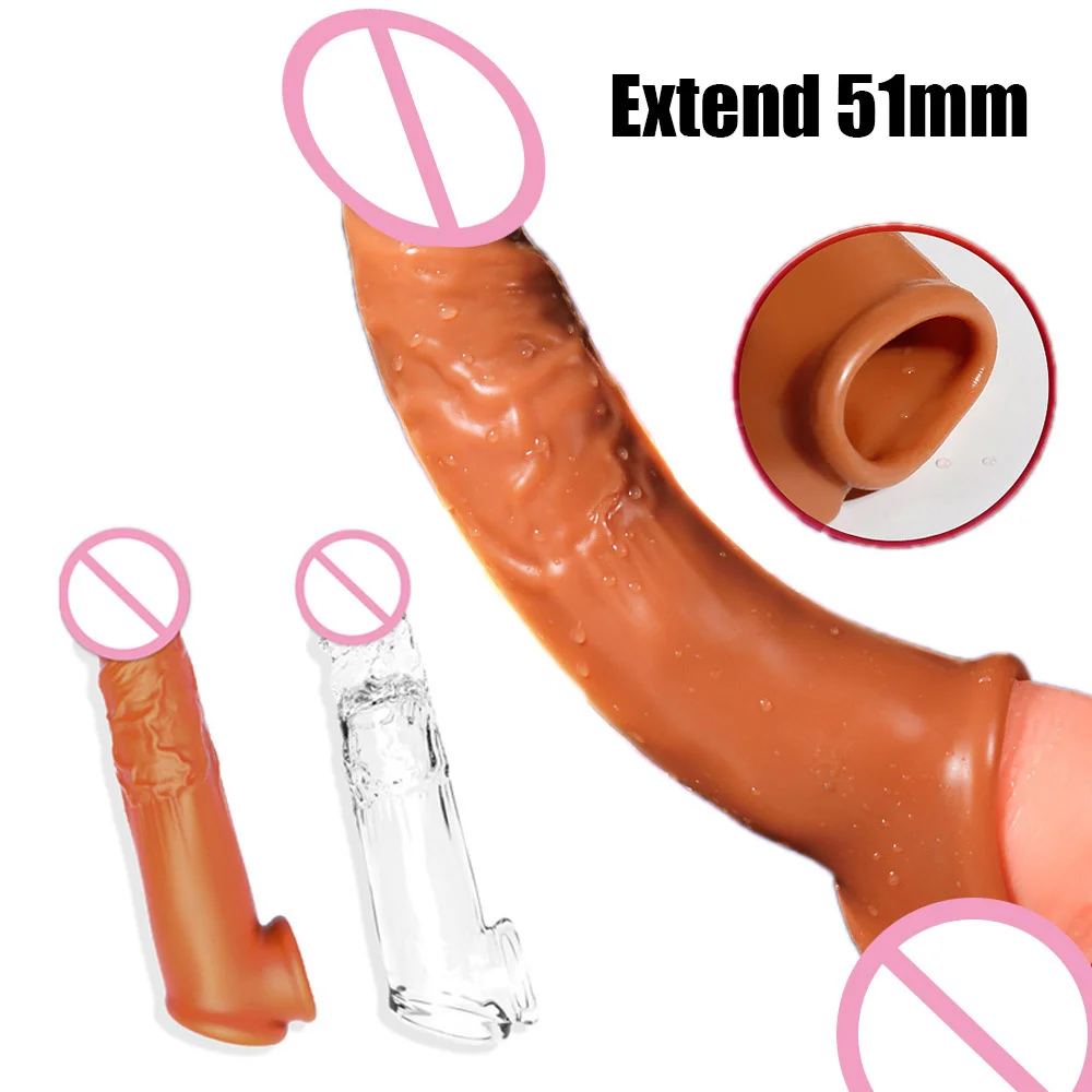 Reusable Delayed Ejaculation Condom For Men\'s Cock Lengthening Penis Sleeve Gender Stimulating Orgasm Skin Friendly penis ring