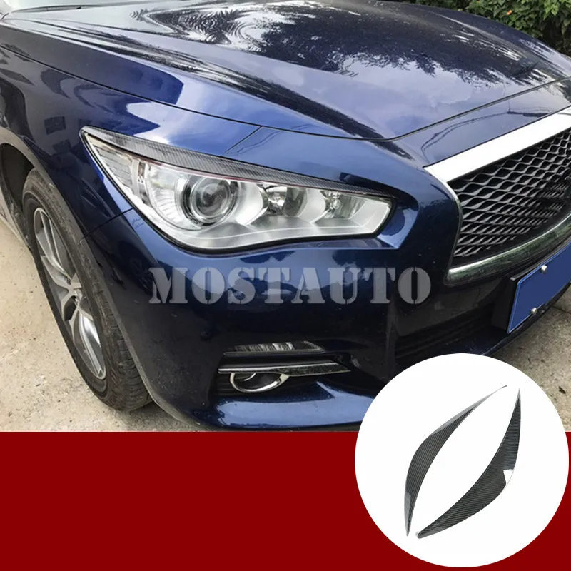 

2 шт., накладки на передние фары из углеродного волокна для Infiniti Q50, 2013-2020