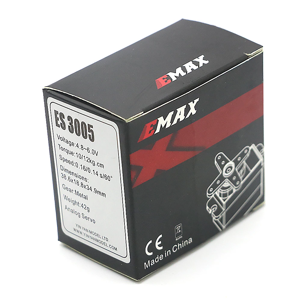 EMAX-Servo de metal impermeável com engrenagens, analógico, RC Car Airplane, DIY Racing Drone, 43g, 13kg Torque, ES3005