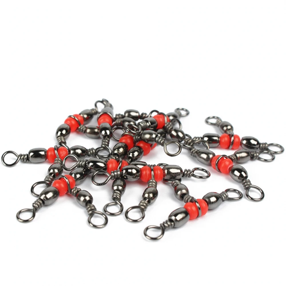 10pcs T-shape Cross-Line Connector 3-Way Rolling Swivels Hook Connector Red beads Fishing Lure Trigeminal Swivel Fishing Tackle