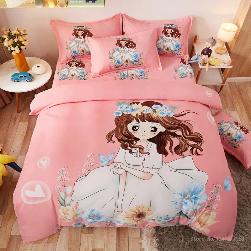 

Four-Piece Cotton Quilt Cover Set for Children, Reactive Printing, Student Dormitory Bedding, Boys and Girls