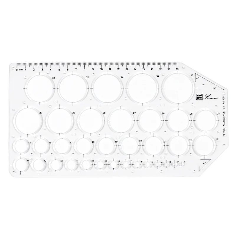 Rectangular Shape round hole ruler template ruler Iength 26 cm Wide 13.5 cm For Student School tools supplies