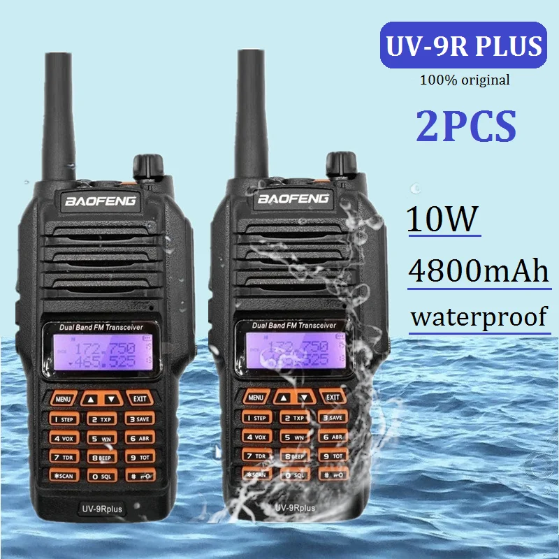 

2 шт. Водонепроницаемый иди и болтай Walkie Talkie 10 Вт UV-9R плюс двухстороннее радио УКВ uv9r Портативный CB Ham радио приемопередатчик