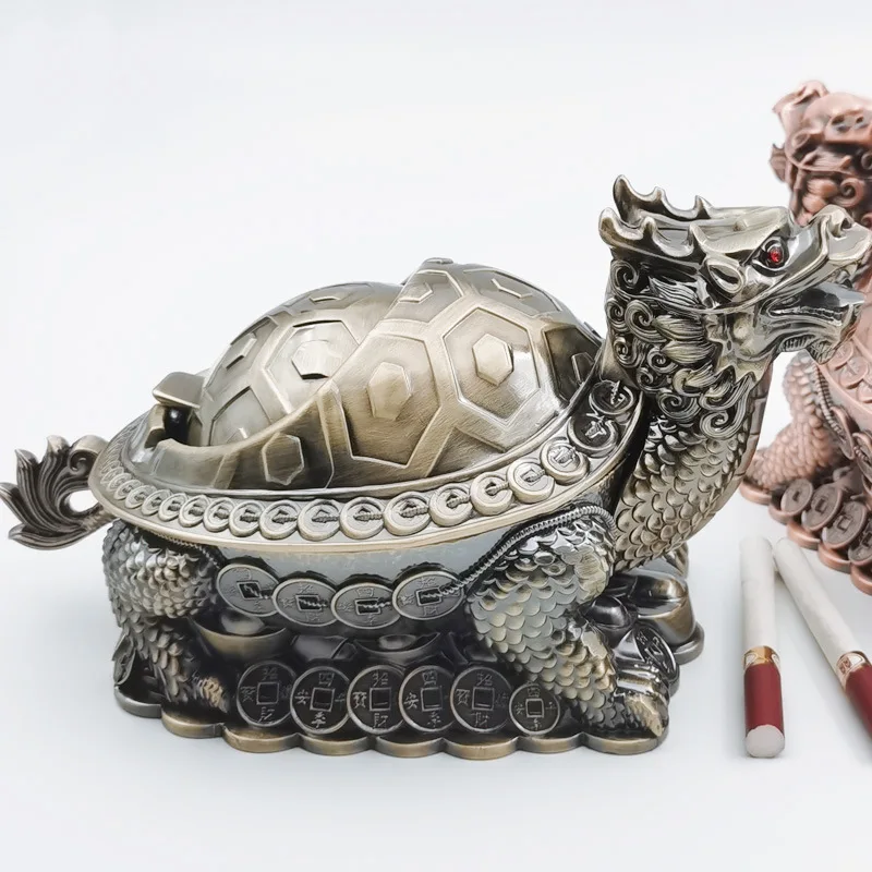 Creative Dragon Turtle Ashtray Home Office Accessories Decoration Anti Fly Ash Trend with Lid Furnishing Ashtray Cigar Ashtrays