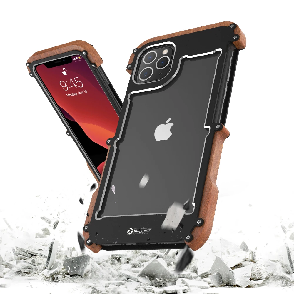 Aluminum Frame Phone Cover Shell, Wood Bumper Metal Case,For iPhone 15 Pro Max 12 Pro 11 13 14 Pro Max 14 Plus Mini