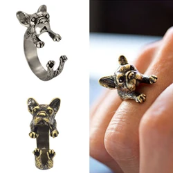 Kinitial Animal Puggs Rings French Bulldog Ring Adjustable Rings for women Lovely Dog Owners Bijoux Fashion Pet Jewelry