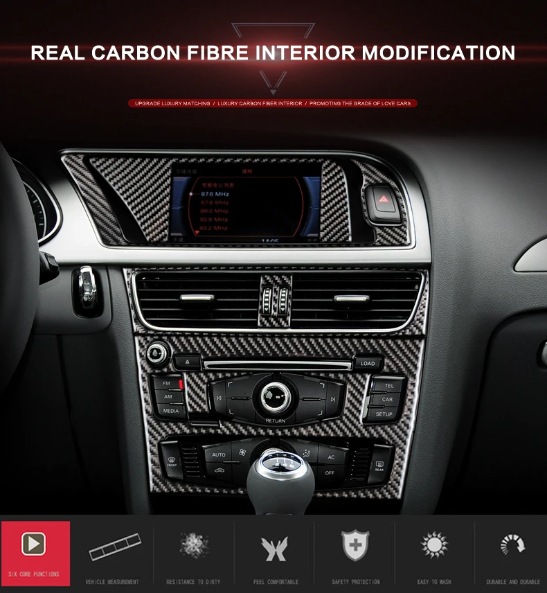 

Car Interior Navigation Air Conditioning CD Control Panel LHD RHD Styling Carbon Fiber Stickers For A4 B8 A5 Accessories