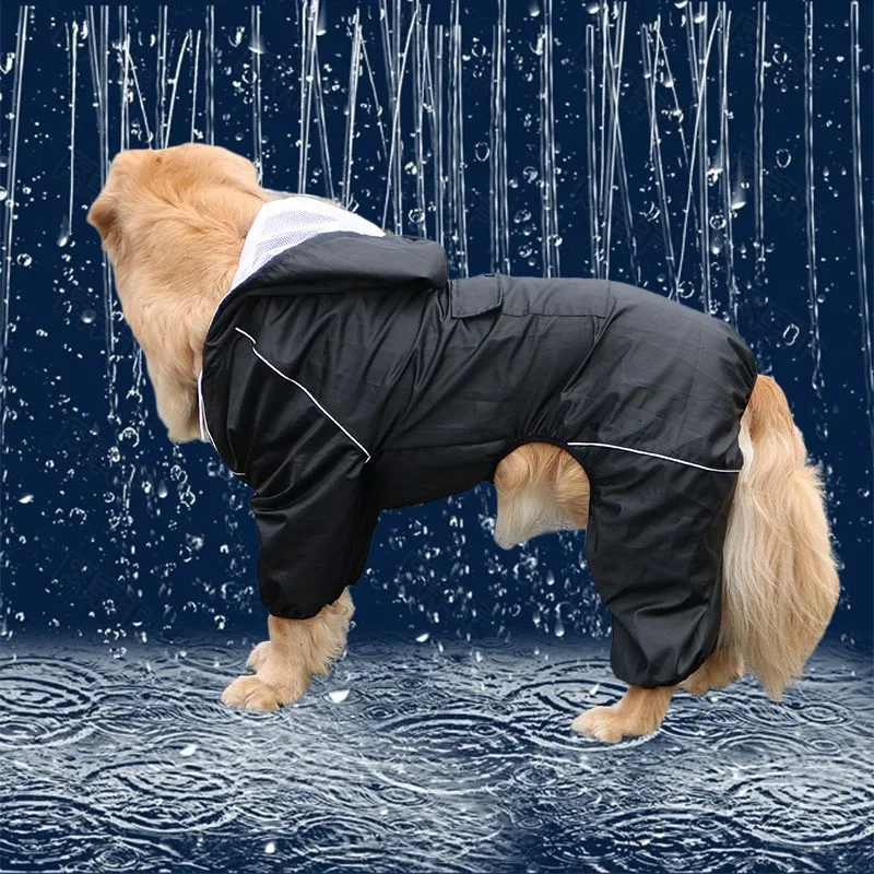 Large Dog Raincoat Waterproof Outdoor big Dog Clothes Coat Rain Jacket Reflective Medium Large big dog poncho Breathable mesh