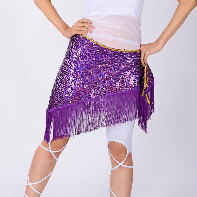 Adult Oriental Belly Dance Accessories Sexy Sequins Tassel Triangular Bandage Women Stage Performance Belly Dancing Hip Scraf