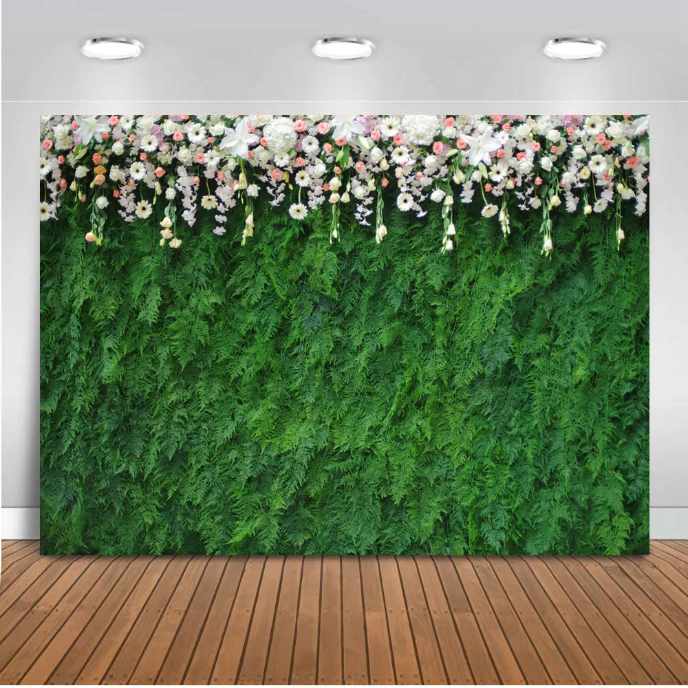 

Green grass backdrop wedding bridal shower flower background for photography studio portrait forest photocall boda photo shoot