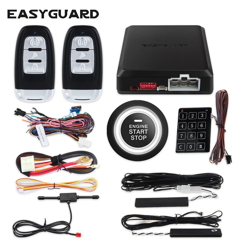 Kwaliteit Easyguard passieve keyless entry auto alarm hoppen code auto start starter drukknop start touch wachtwoord toetsenbord DC12V