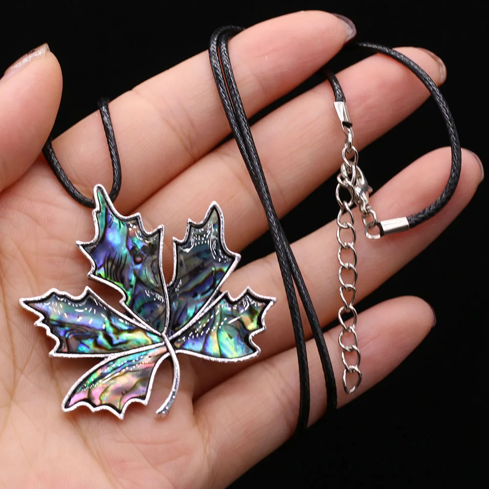 Natural Abalone Shell Necklace Maple Leaf Shape Brooch 45x45mm for DIY Jewelry Making Necklace Bracelet Home Decoration Gift