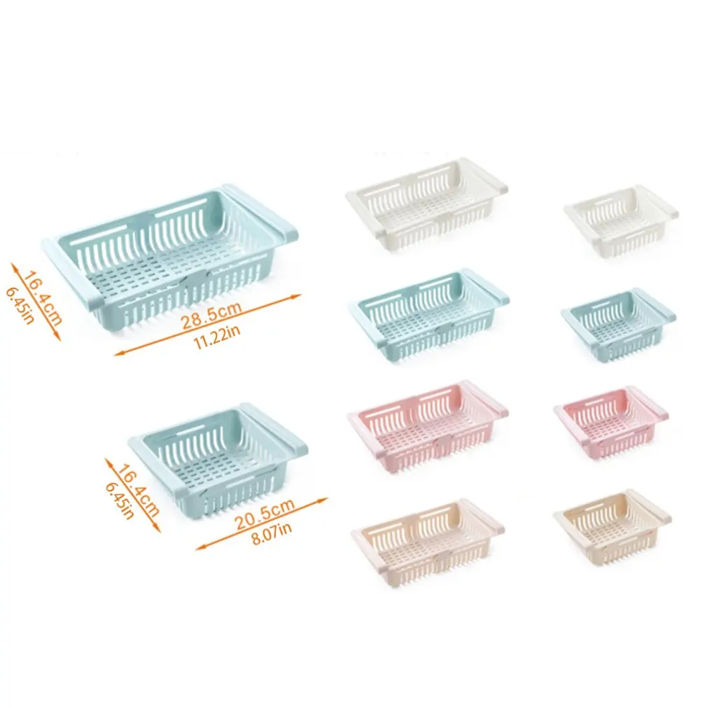 1PC Adjustable Stretchable Fridge Organizer Drawer Basket Refrigerator Pull-out Drawers Fresh Spacer Layer Storage Rack