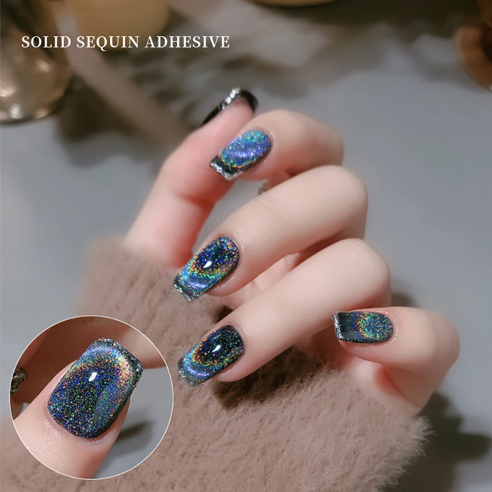 Vendeeni Universal Rainbow Cat Eye Gel Nail Polish Can Match Any Base Color Gel Lacquer Laser Glitter Magnetic Gel Varnish 15ml