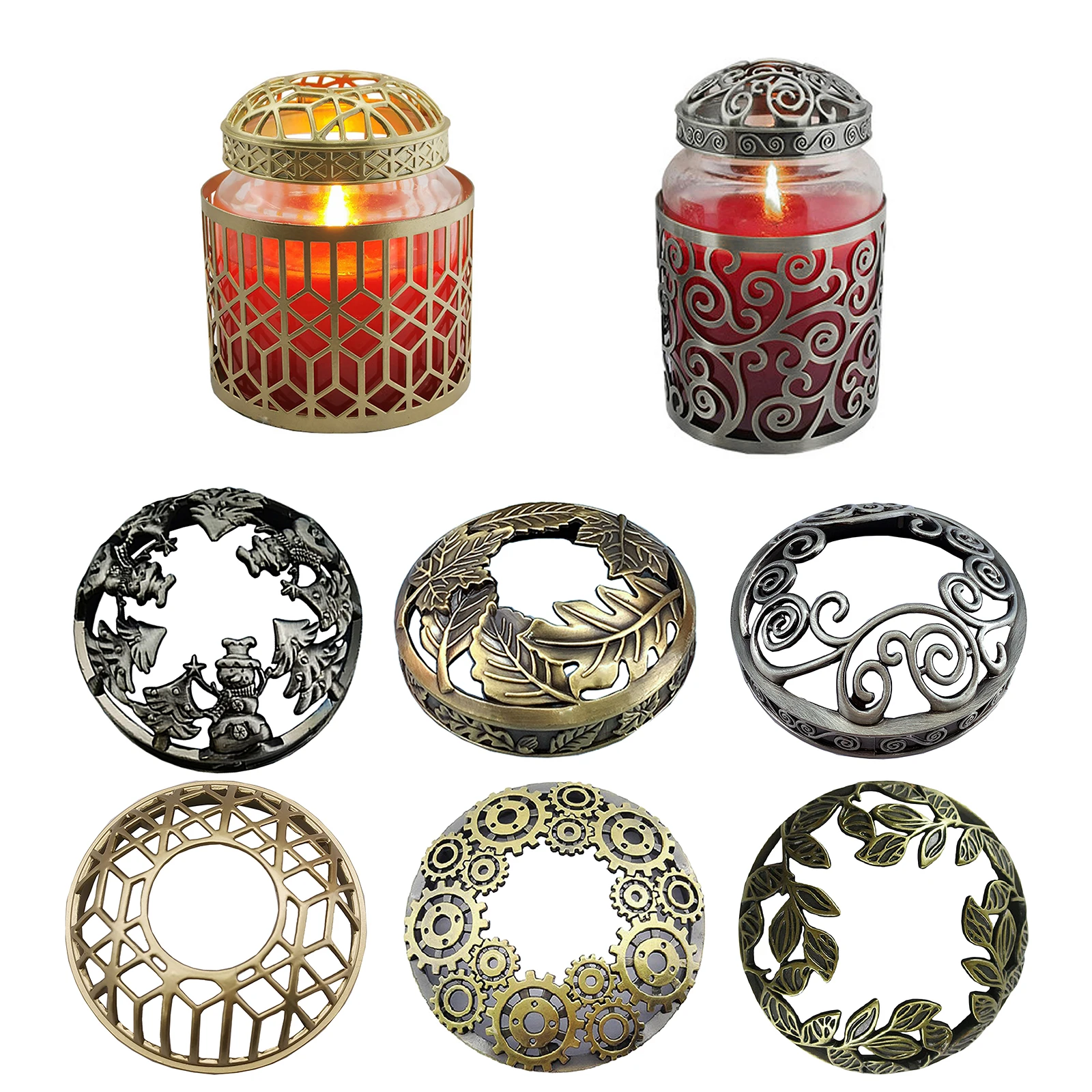 Antique Candle Jar Lid Cover Candles Topper Shades Stable Burning Lid Burn Evenly Shade for Home Aromatherapy