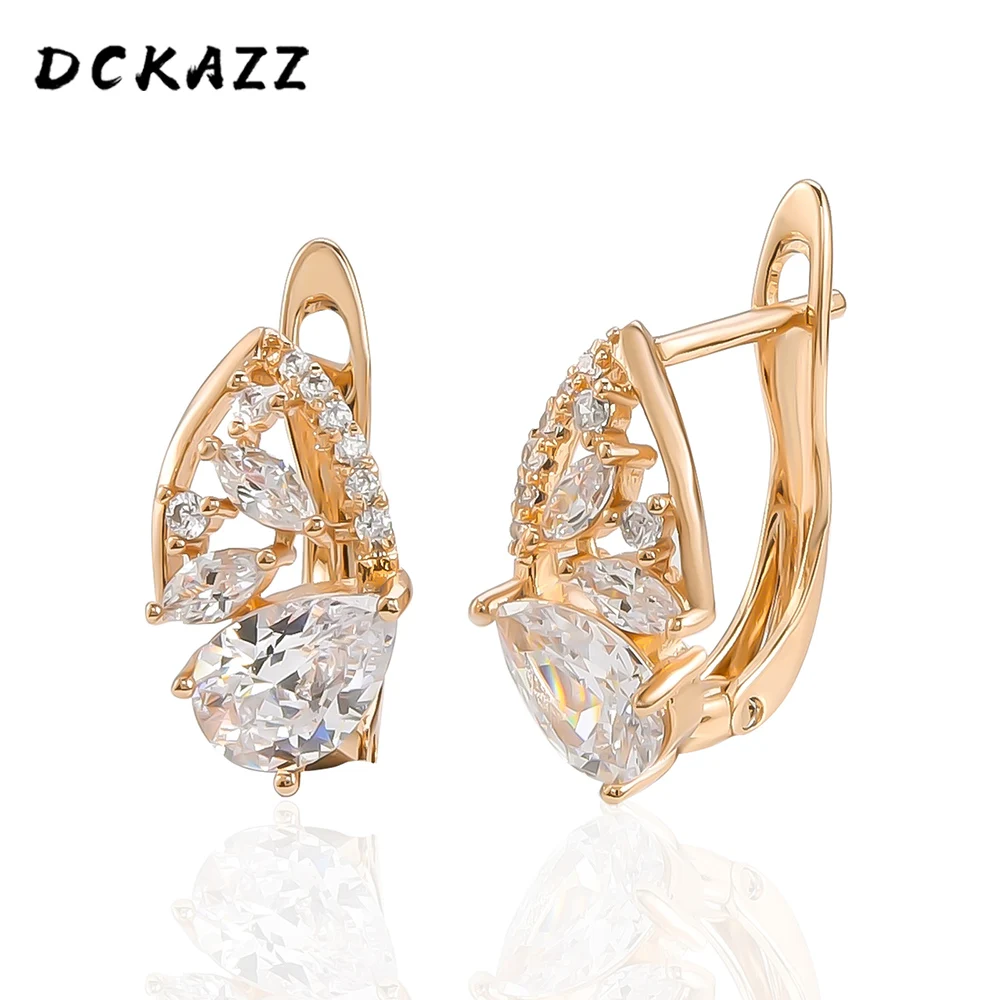 

Dckazz 2021 New Crystal Earrings Trendy Elegant Jewelry Inlay Water Drop Zircon Stud Earring Birthday Fine Gift for Girlfriend