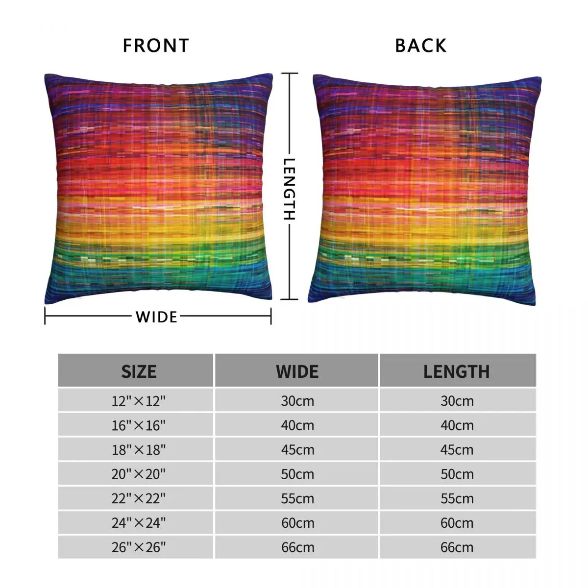 Rainbow Seamless Rustique Fabric Square Pillowcase Polyester Linen Velvet Printed Zip Decorative Sofa Cushion Cover