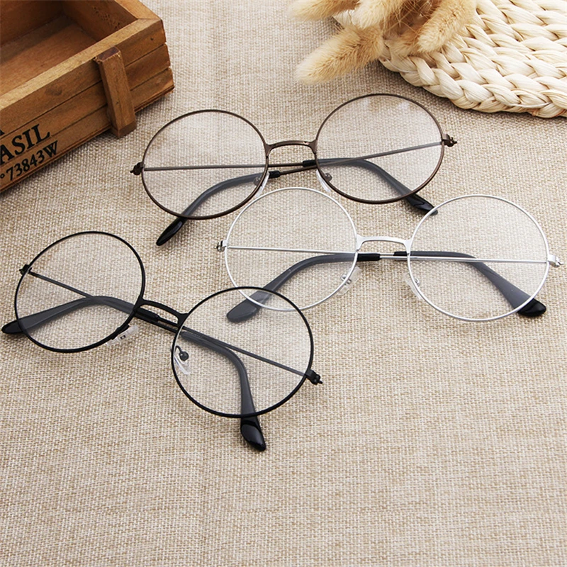 New Vintage Retro Round Flat Glasses Gold Eyeglass Frame Man Plain Glass Clear Eyeglasses Eye Glasses Frames for Women Men