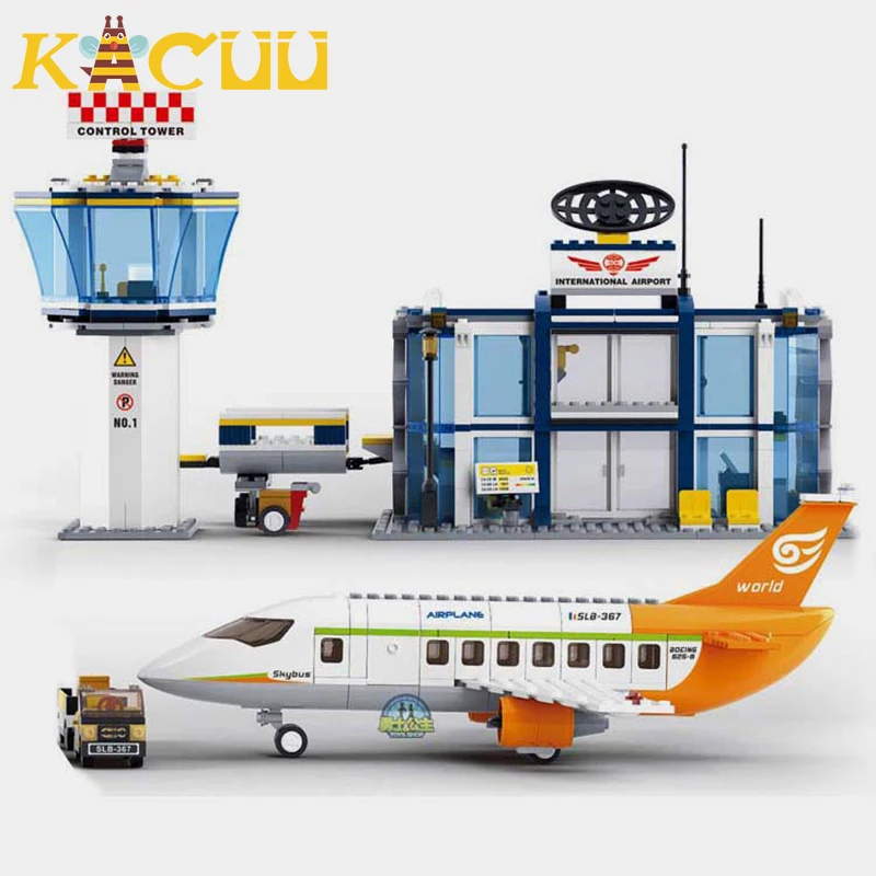 City Plane Airplane Sets Blocks City Cargo Airport Station Construction DIY Brick Air Bus Car Figure Friends Building Blocks Toy