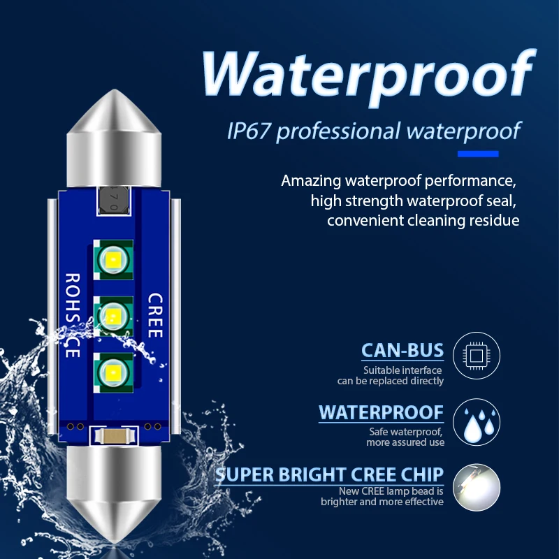 10pcs C5W LED Interior Ligting C10W Car Interior Led Canbus 31/36/39/41mm Dome Festoon Light  License Plate reading Door Light