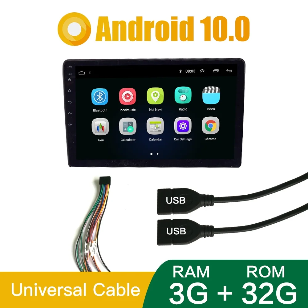 

Universal 9 INCH/10 INCH Android 10.0 Octa Core 3GB RAM 32GB ROM Car radio Multimedia DVD Player Stereo Steering Wheel control