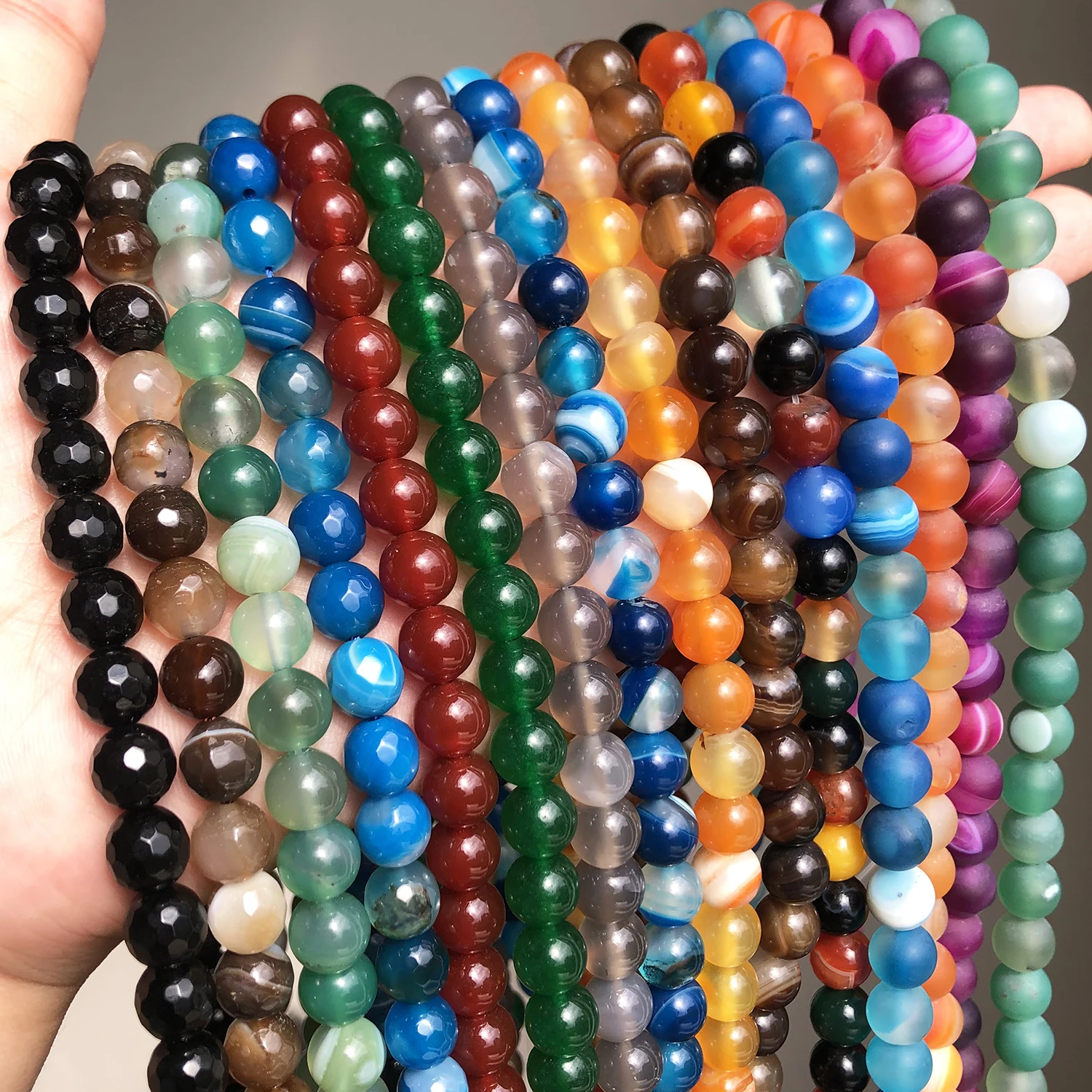 Natürliche Steine Mehrfarbig Gestreiften Achate Lose Runde Perlen Für DIY Schmuck Machen Charms Armband Zubehör 15'' 4 6 8 10 12mm