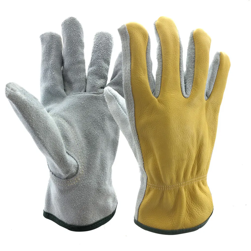 Men's Safety Work Gloves Cowhide Leather Working Welding Gloves Safety Protective Garden Sports MOTO Wear Resisting Gloves