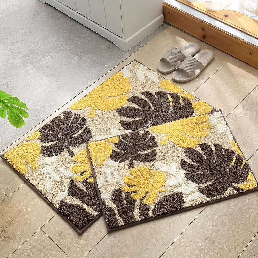 Quality Anti-Slip Floor Carpet New Leaf Pattern Soft Bathroom Mat Home Decor Absorbent Bedroom Hallway Bath Mat Toilet Rug 1pcs