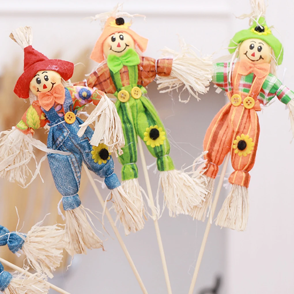 3pcs Cute idyllic scarecrow Decorations Halloween Scary Ornament Mini Animated Hanging For Bar Garden