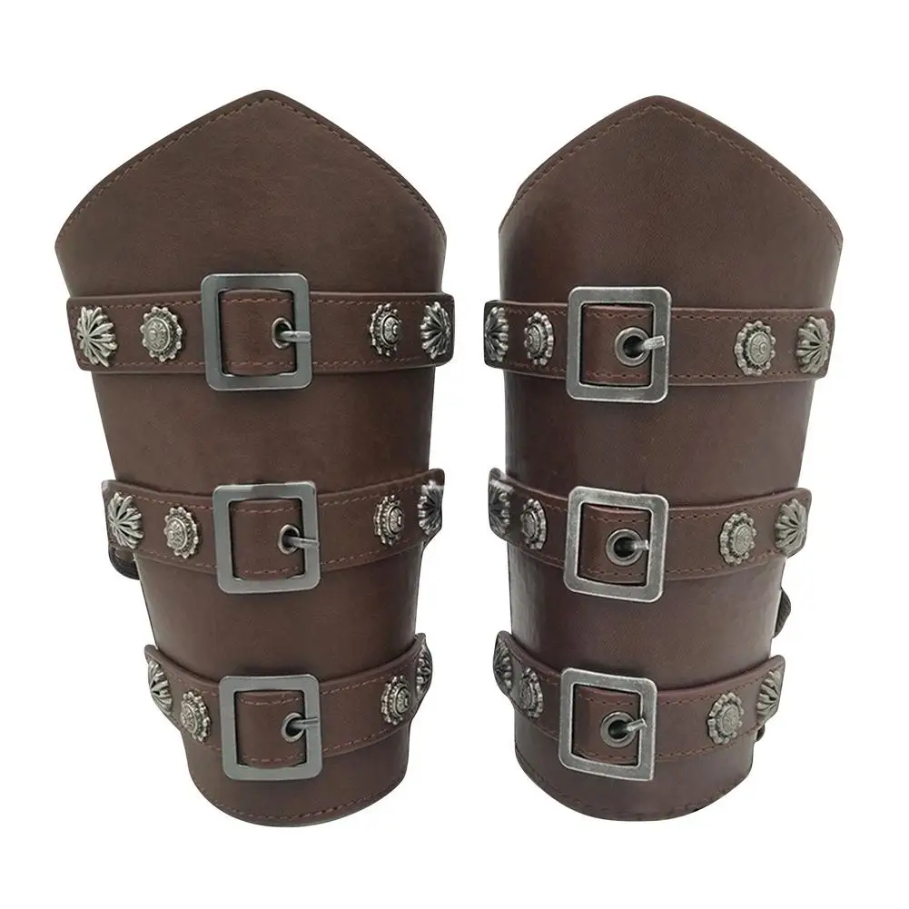 Cow Leather Protective Arm Guard PU Leather Armguard Adjustable Straps Left Hand Arm Guard For Hunting Practice