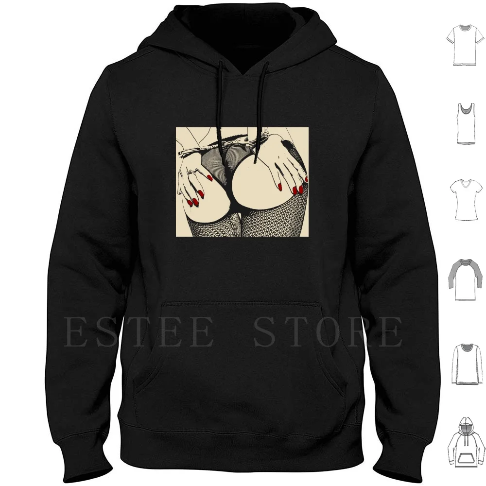 Bdsm Love-Rear View 5 Hoodies Long Sleeve Nsfw Adult Erotic Bdsm Bondage Brunette Girls Womens Tied Collar Domination