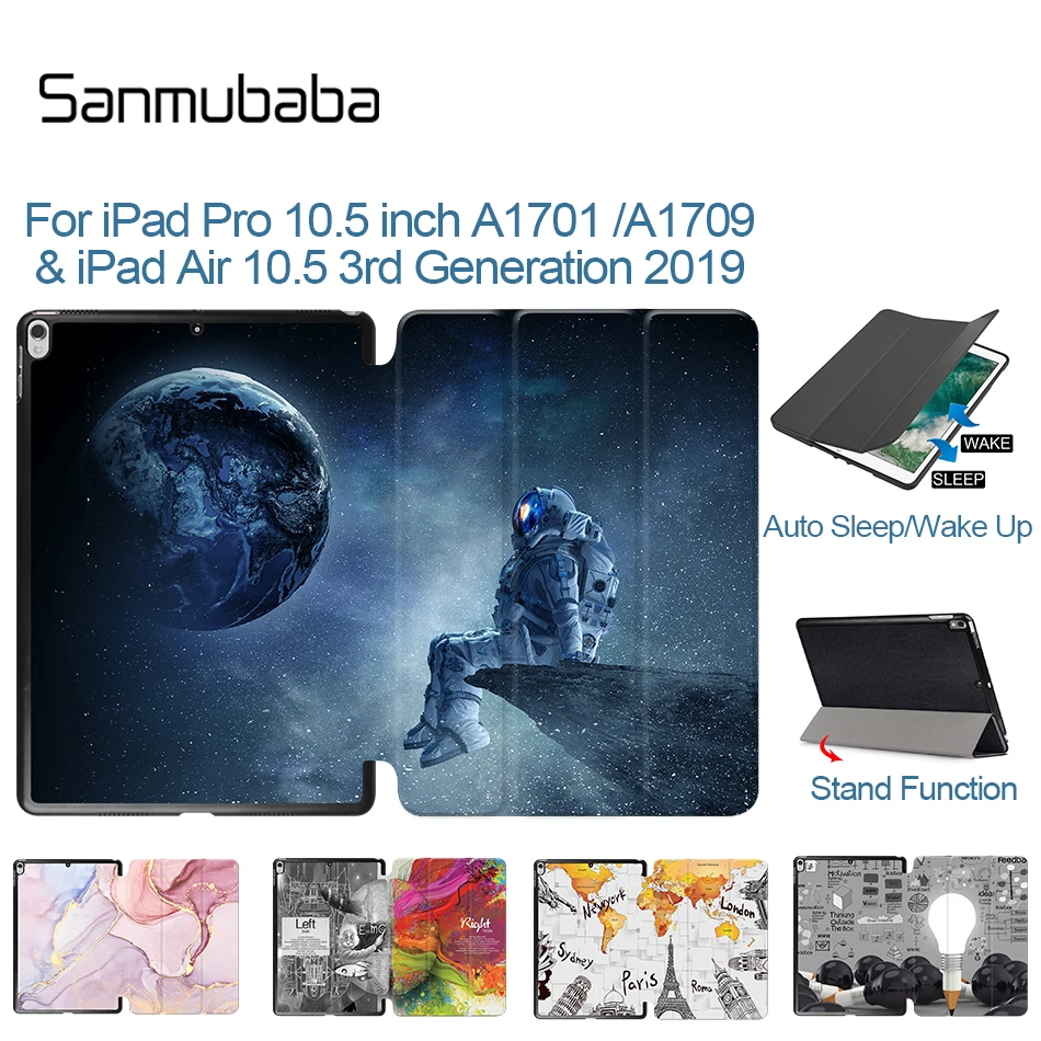 Sanmubaba Case For iPad Pro 10.5 Air 3rd Gen 10.5 inch 2019 Slim PU Leather Flip Smart Cover Tablet Case Auto Wake/Sleep funda