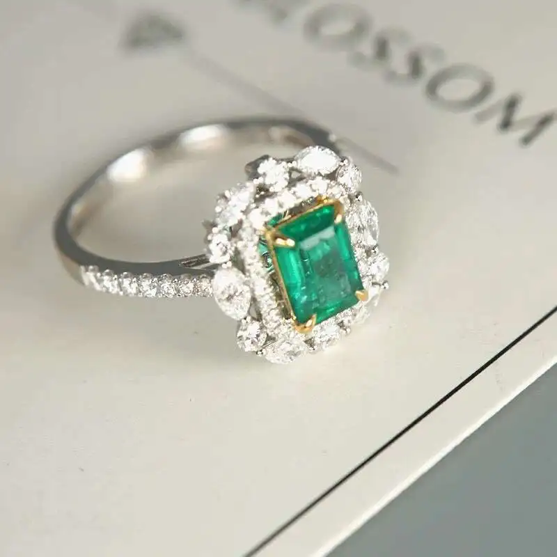 KJJEAXCMY fine jewelry 925 sterling silver inlaid natural emerald ring exquisite girl's ring support test hot selling