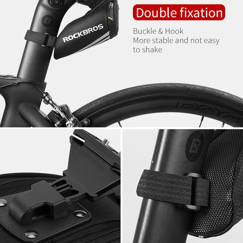 ROCKBROS 1L Mini Bicycle Bag Saddle Bag Portable Refletive Tail Seatpost Riding Storage MTB Bike Bag Accessories