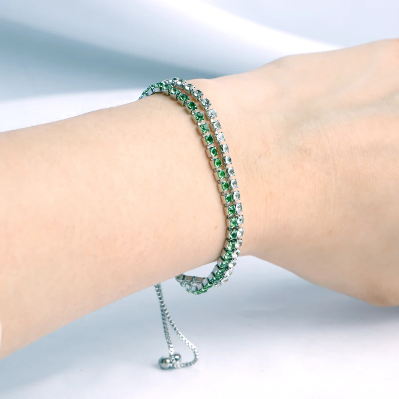 HuiSept Bracelet 925 Silver Jewelry with Cubic Zircon Gemstone Fashion Accessories for Women Wedding Adjustable Chain Bracelets