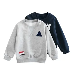 2024 Spring Winter Kids Casual Sweatshirts for Boys Girls Solid Letter Print Clothes Children Fluff Sport Casual Autumn Sweater