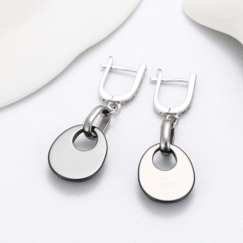 Fashion Elegant Drop Earrings For Women Ceramic Water Drop Black White Pink Blue Color Cute Handmade Earrings Women Jewelry Gift