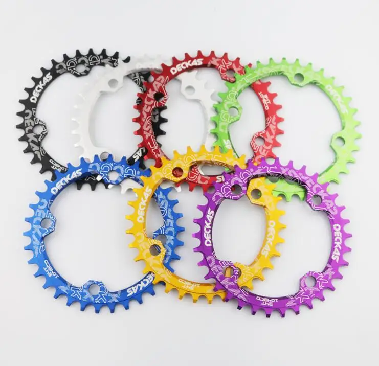 Deckas Round Narrow Wide Chainring, MTB Mountain Bike, Bicycle Crankset, Tooth Plate Parts, 104 BCD, 32T, 34T, 36T, 38T