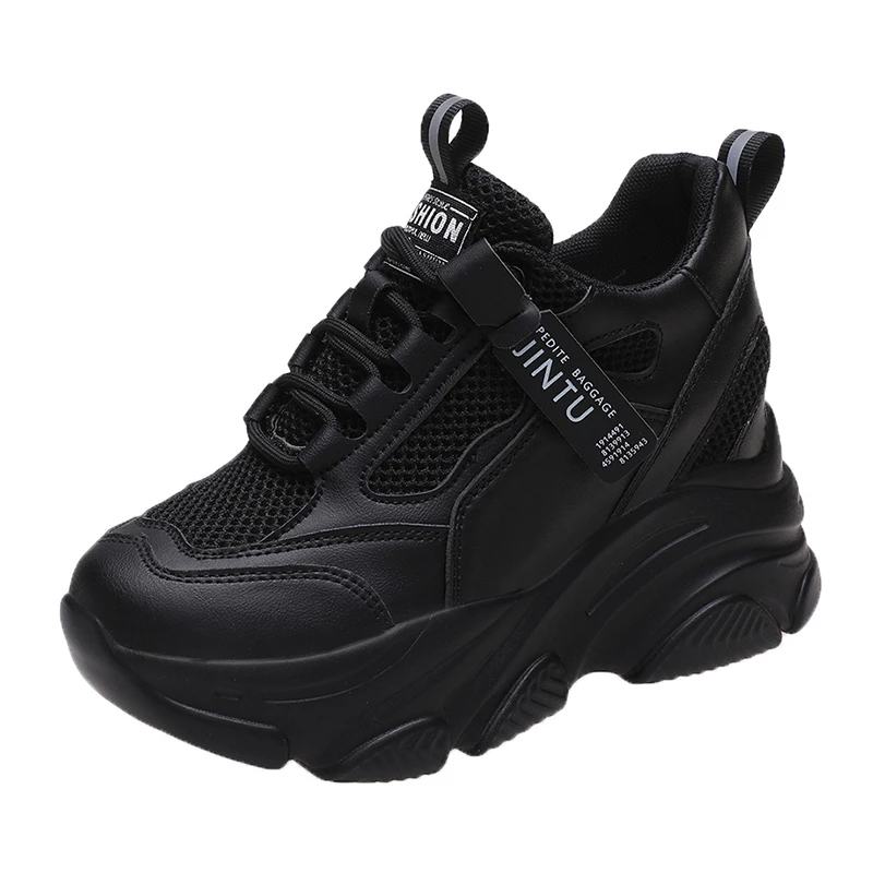 Marke 2022 Frühling Atmungsaktive Mesh Turnschuhe Versteckte Zunehmende Sport Schuhe Frau Keil Casual Chunky Schuhe Hohe Plattform Schuhe 9CM