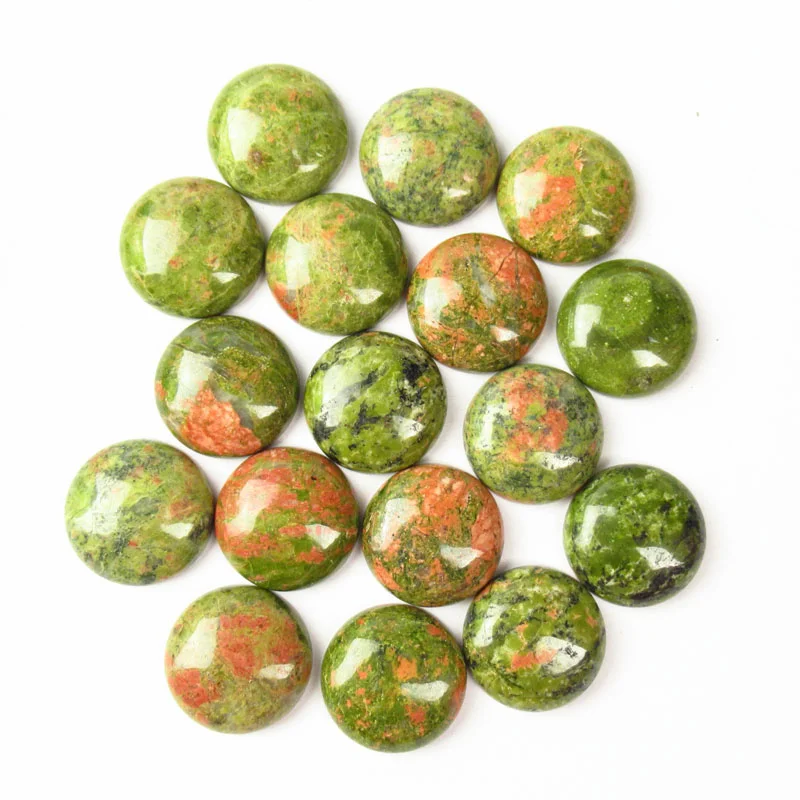 

10Pcs 20x6mm Wholesale High Quality Unakite Gem Round Cab Cabochon for Diy Making Jewelry Accessories Wholesale