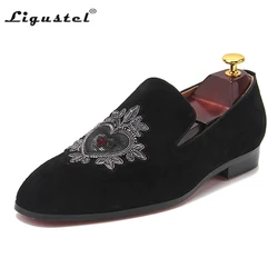 Ligustel Designer Casual Shoes for Men Suede Loafers High Quality Formal Dress Prom Shoes Wedding Party Black Shoe Plus Size 13