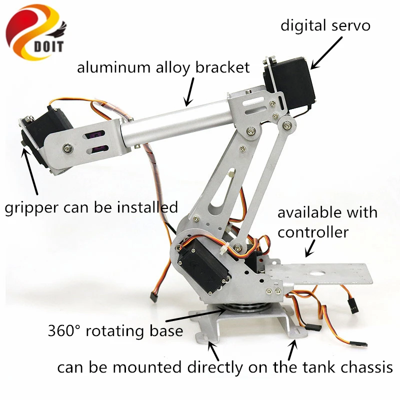 

Large 6DOF Metal Robot Arm 6-Axis Mechanical Arm/ Manipulator ABB Robotic Model With High Torque Digital Servo DIY Education Toy